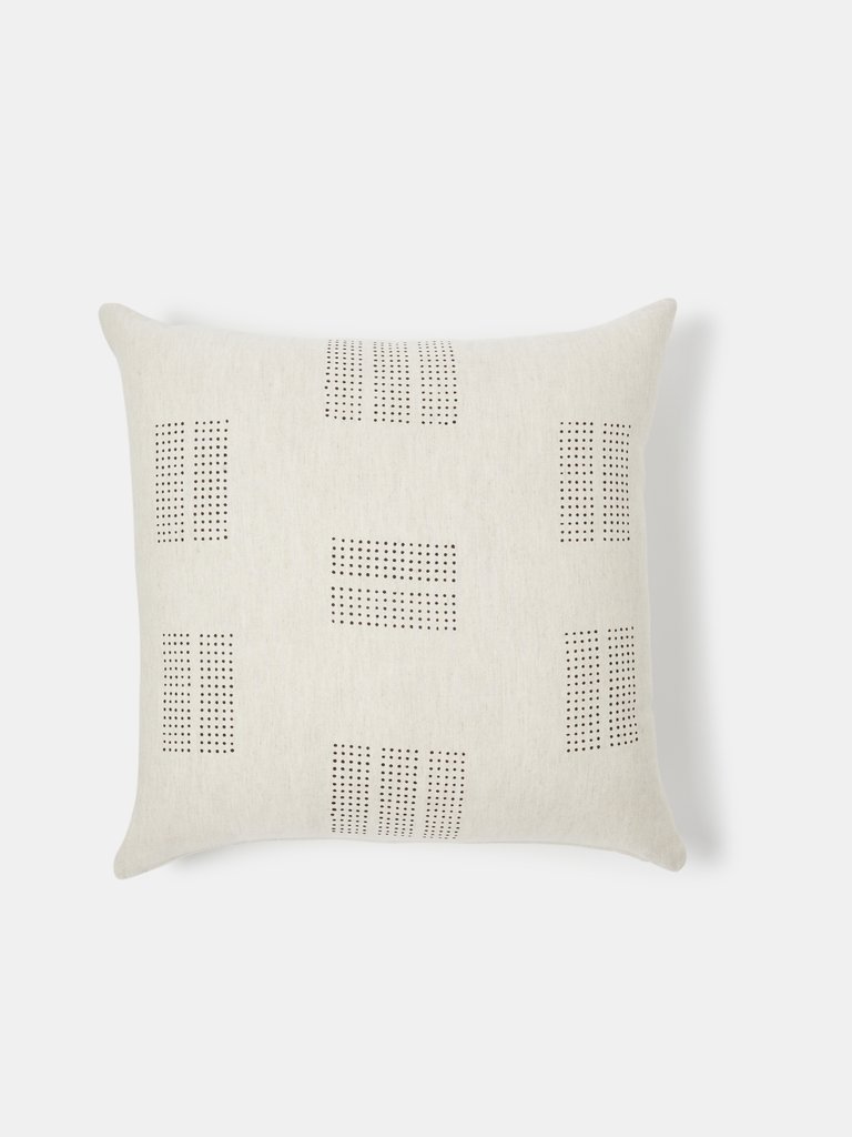 Mini Dot Block Print Pillow - Cream/Black