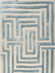 Anatolia Hand-Tufted Maze Rug - Sky Blue