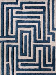 Anatolia Hand-Tufted Maze Rug - Blueberry Blue