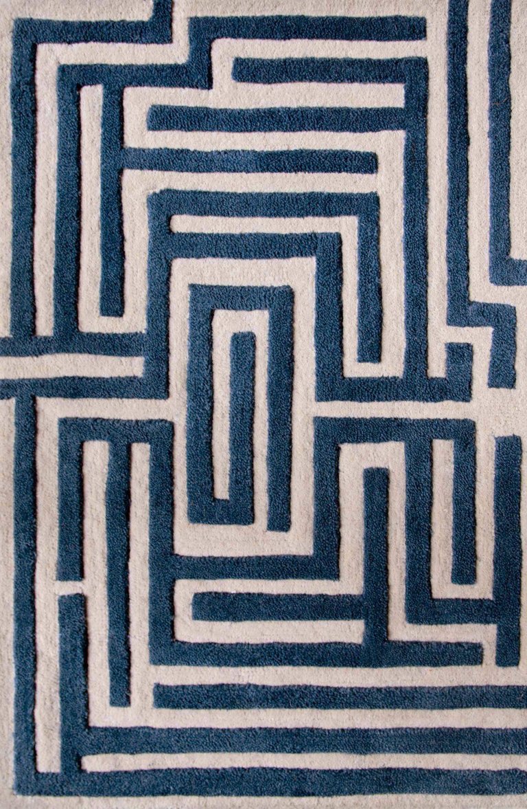 Anatolia Hand-Tufted Maze Rug - Blueberry Blue