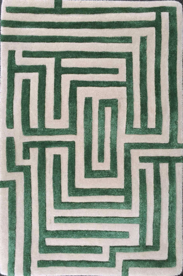 Anatolia Hand-Tufted Maze Rug - Boxwood Green