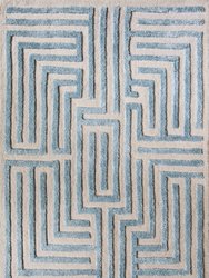 Knossos Hand-Tufted Maze Rug - Sky Blue