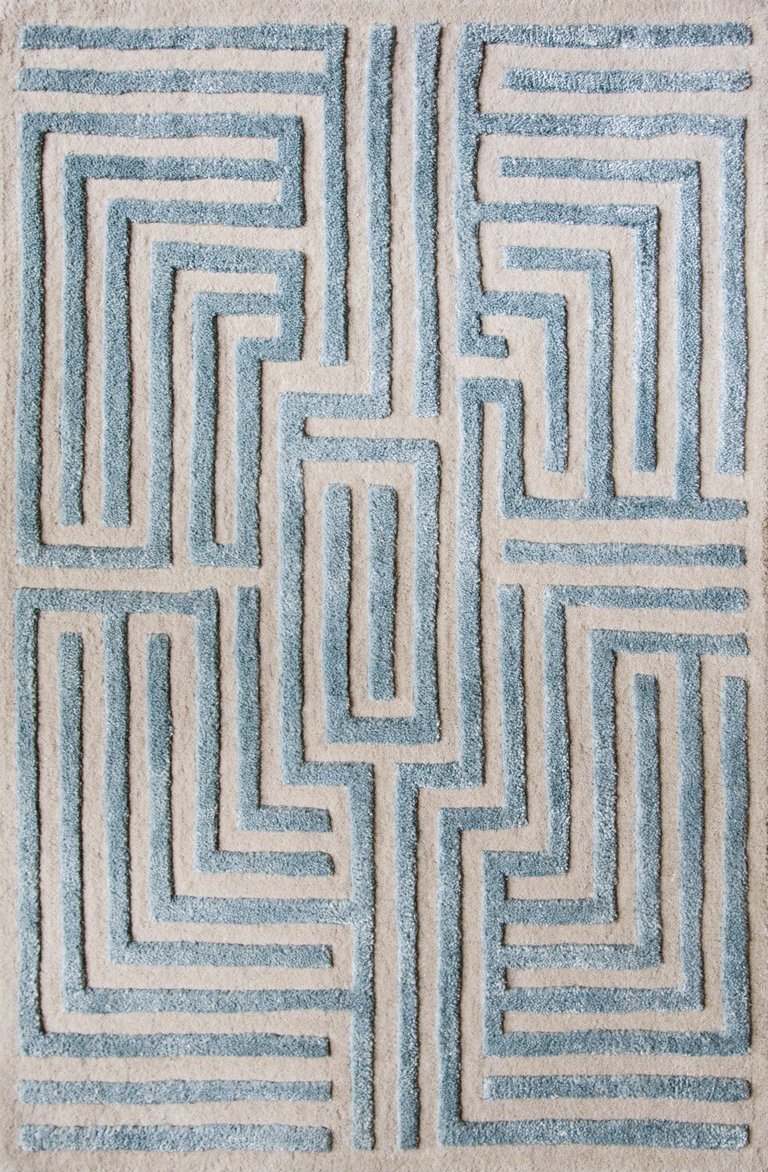 Knossos Hand-Tufted Maze Rug - Sky Blue