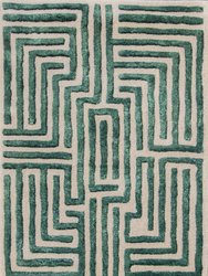 Knossos Hand-Tufted Maze Rug - Boxwood Green