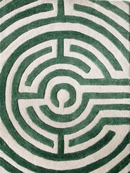 Lucca Hand-Tufted Maze Rug - Boxwood Green