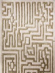 Theseus Hand-Tufted Maze Rug - Wheat Tan