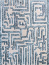 Theseus Hand-Tufted Maze Rug - Sky Blue