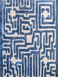Theseus Hand-Tufted Maze Rug - Blueberry Blue