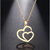 Stainless Steel Gold Plated Double Heart Pendant with Chain