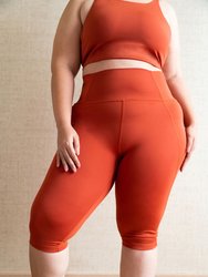 Dahlia Compression Legging in ActiveKnit - Capri - Tangerine