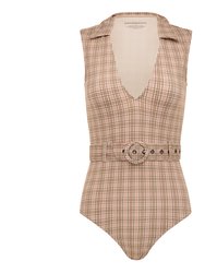 Bristol Portrait Collar One Piece - Brown