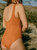 Tangerine Ribbed V Neck One Piece