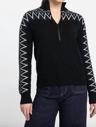 Alpine Qtr Zip Mock Sweater - Black/Silver