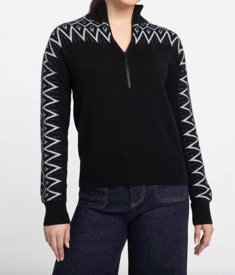 Alpine Qtr Zip Mock Sweater - Black/Silver