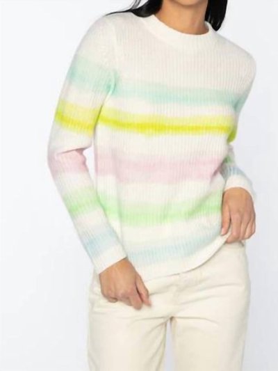 Kinross Painted Stripe Crew Sweater In Ivory/multi product
