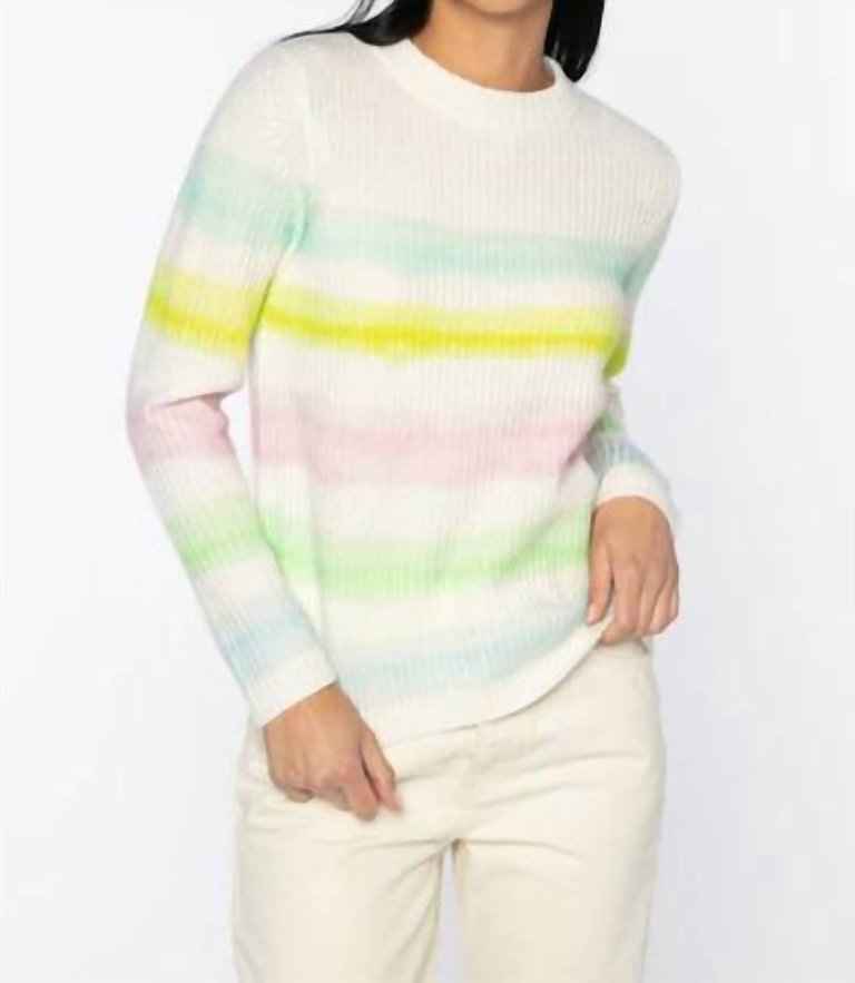 Painted Stripe Crew Sweater In Ivory/multi - Ivory/multi