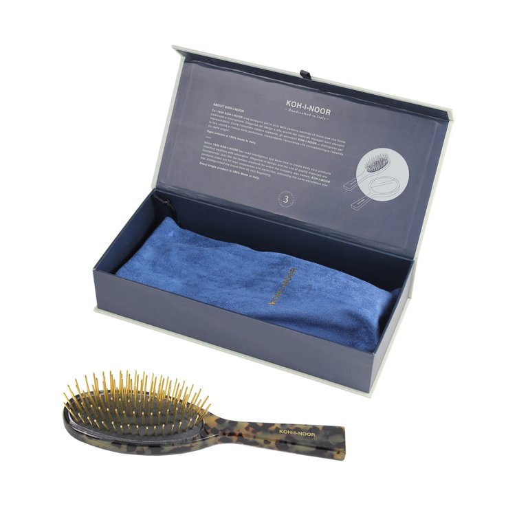 Luxury Pneumatic Hair Brush With Gold Pins - Garden Green