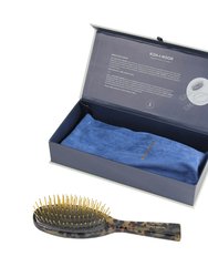 Luxury Pneumatic Hair Brush With Gold Pins - Garden Green
