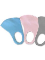 Assorted Colors Washable Mask - Blue/Pink/Grey