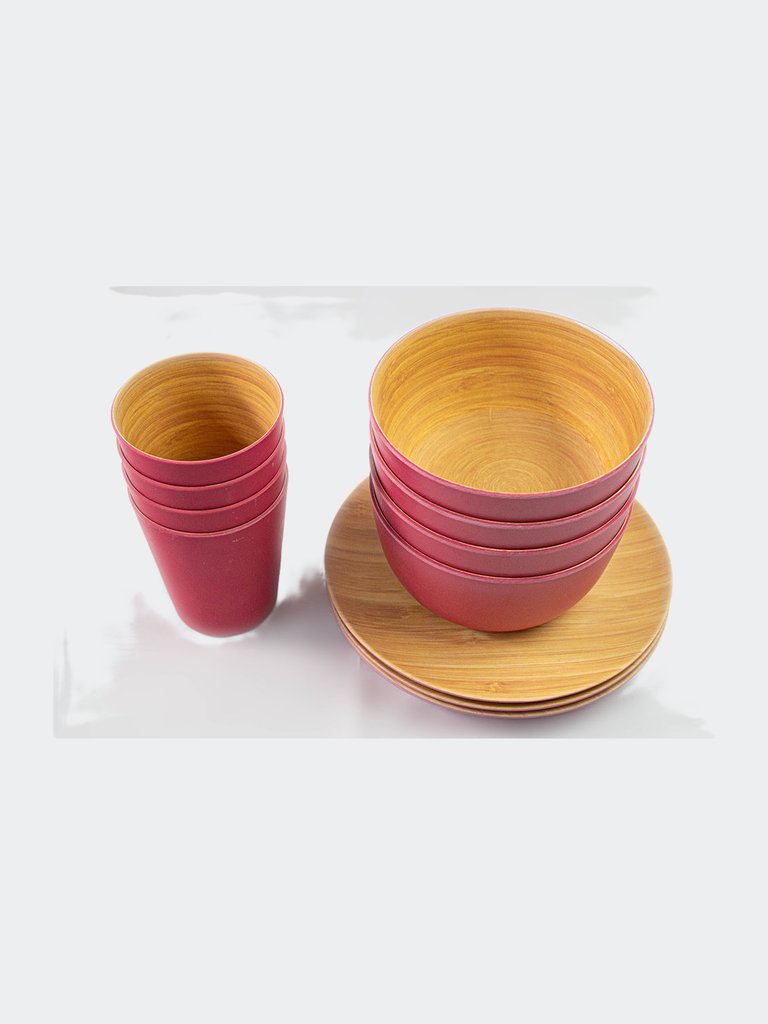 Melamine With Bamboo Dining Set