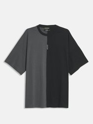 Color Blocked Oversize Tee with Reflective Tape - Black - Black