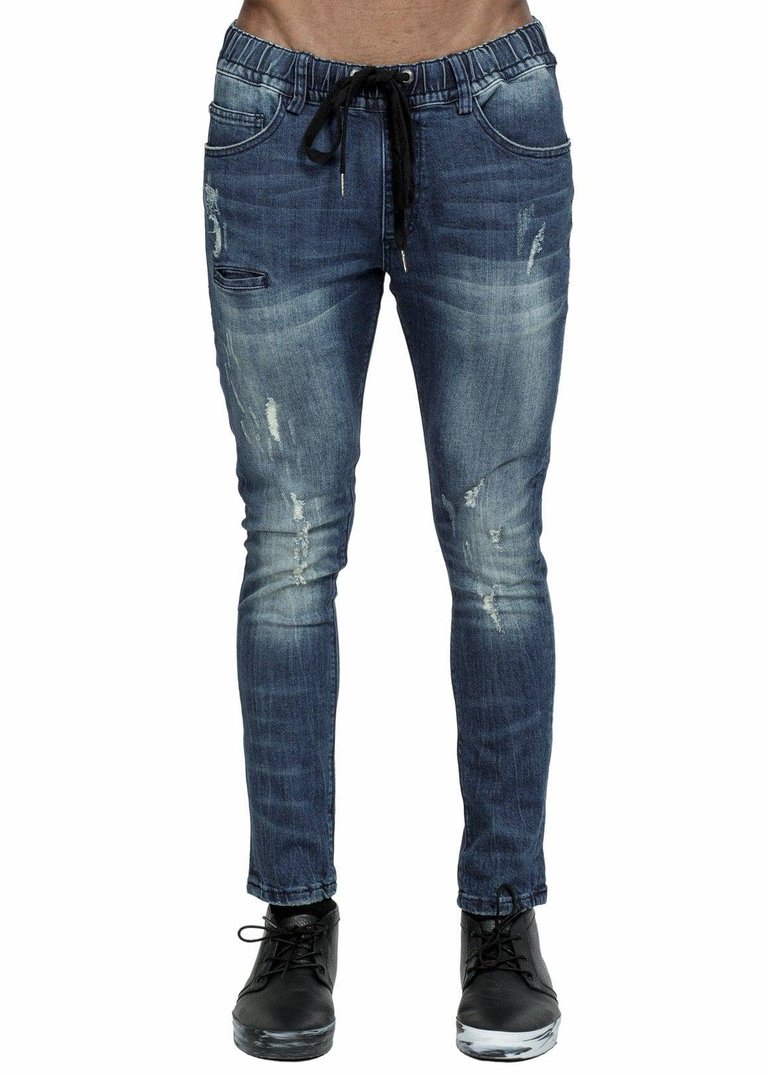 Konus Men's Drawcord Jeans in Indigo - Indigo