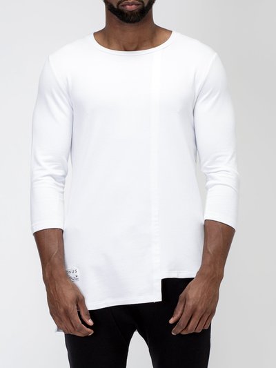 Konus Men's 3/4 Sleeve Tee With Uneven Hem In White product