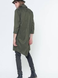 Men's 3Q Sleeve Fish Tail Coat - Olive