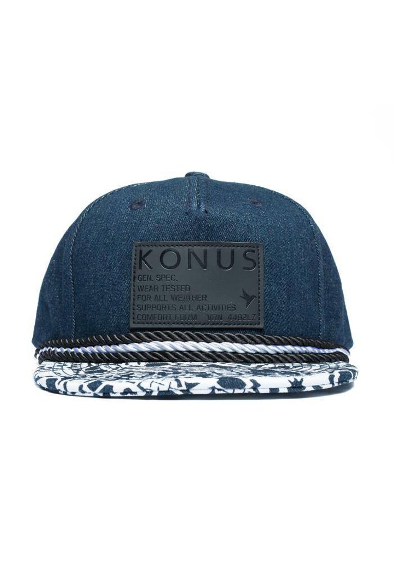 Men's 5 Panel Denim Snapback Cap - Navy