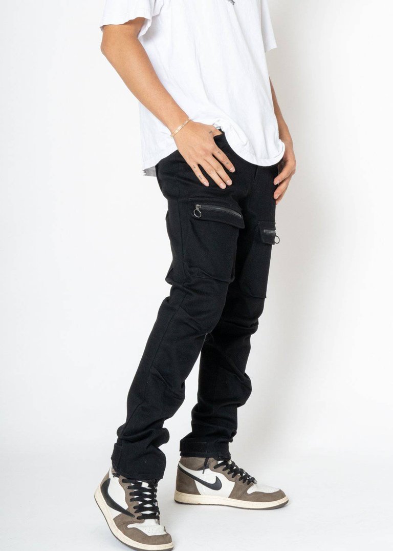 Men's 5 Pocket Slim Pants With Cargo Pockets