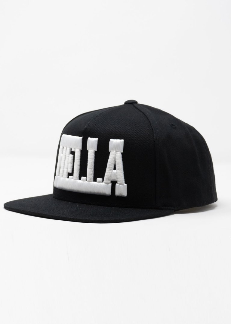 Men's Adult 5-Panel Cotton Twill Snapback - Hella/Black