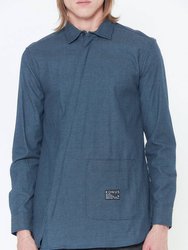 Men's Asymmetrical Zip-up Shirt - Navy