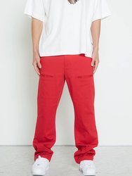 Men's Baggy Chino Pants In Red - Red