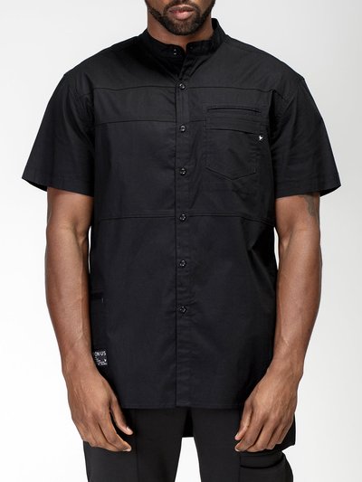 Konus Men's Band Collar Panel Shirt In Black product