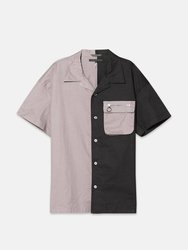 Men's Bellow Pocket Oversize Short Sleeve Shirt In Black Khaki - Black Khaki