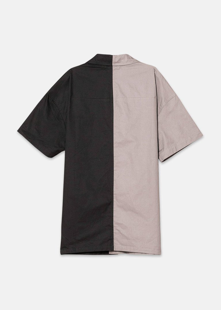 Men's Bellow Pocket Oversize Short Sleeve Shirt In Black Khaki