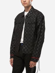 Men's Black Checkered Trucker Jacket