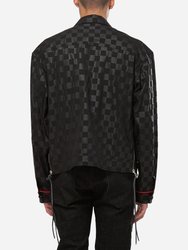 Men's Black Checkered Trucker Jacket