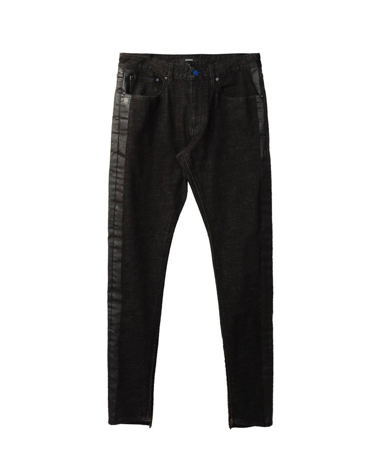 Men's Black Denim With Print On Side Seams - Black