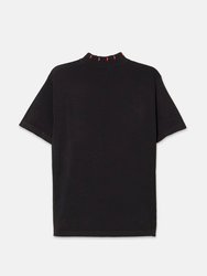 Men's Black Fully Fashioned Short Sleeve Mock Neck Sweater