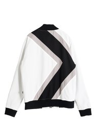 Men's Bomber Jacket With Geometric Panels In White