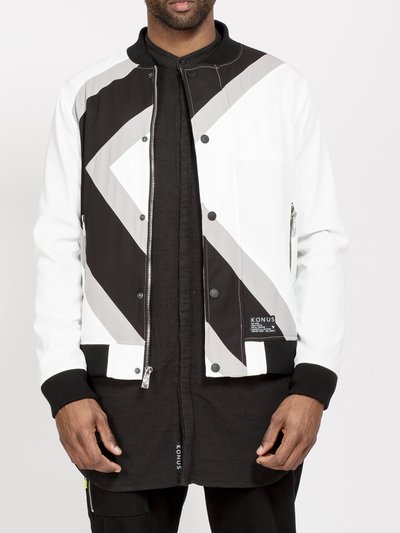 Konus Men's Bomber Jacket With Geometric Panels In White product