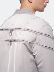 Men's Bomber Jacket with Zipper Details In Grey