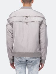 Men's Bomber Jacket With Zipper Details In Grey