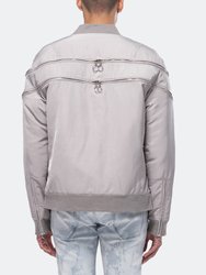 Men's Bomber Jacket with Zipper Details In Grey