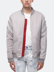 Men's Bomber Jacket with Zipper Details In Grey - Grey