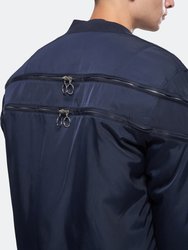 Men's Bomber Jacket with Zipper Details In Navy