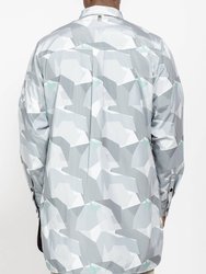 Men's Camo Printed Long Shirt Jacket In Grey