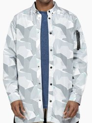 Men's Camo Printed Long Shirt Jacket In Grey - Grey