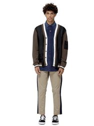 Men's Cardigan With Polyester Panel In Olive - Olive